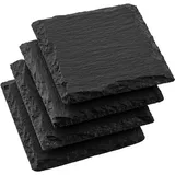 Siguro Slate Schieferplatten-Set - 10 cm x 10 cm - 4 Stück - schwarz