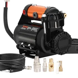 VEVOR 12V Auto-Kompressor 150PSI Luftkompressor 3,5CFM(100L/Min) Auto Reifenfüller mit Wärmeschutz Luftpumpe inkl. 3m Netzkabel und 5,5m Luftschlauch Ideal für LKW SUV RV Schlauchboote usw.