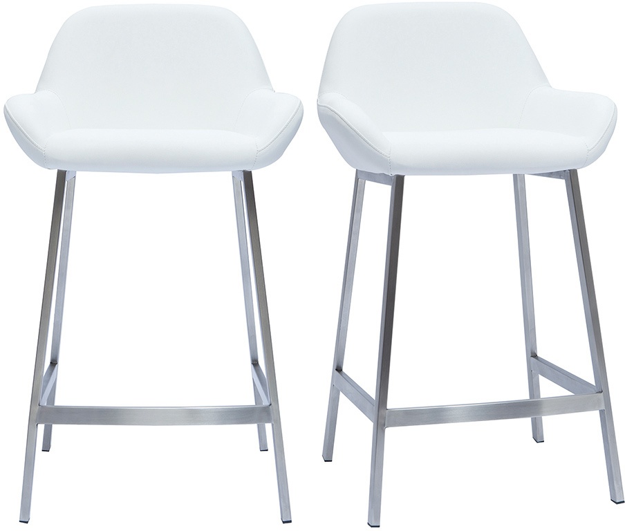 Tabourets de bar design blancs et pieds métal (lot de 2) RINGER