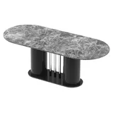 Design Esstisch HCE-111 Oval Hochglanz ausziehbar Tisch Esszimmer rund - Schwarz