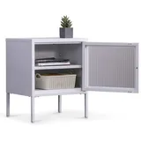 Coemo Nachttisch Tokio Weiß 50x40x60cm Metall Glastür