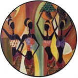 YWJFASHION Runder Bereich Teppich Afrikanische Frauen Wandbild Stil Runde Teppiche Runde Baumwolle Teppich Waschbare Teppich for Wohnzimmer Dekoration Moderne Kreis-Teppich (Size : Diameter 100cm)