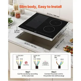 Vevor Induktionskochfeld mit 4 Zonen 7200 W