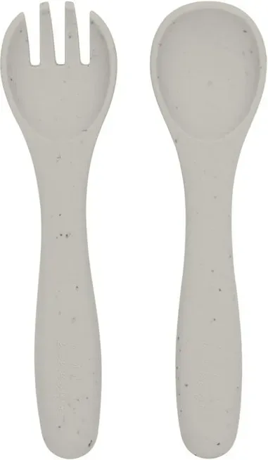 Kikka Boo Gabel-und-Löffel-Set aus Platin-Silikon, Sand