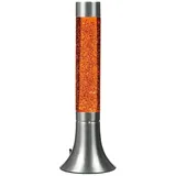 Licht-Erlebnisse Lavalampe YVONNE, Tischleuchte Orange Glitter sonnig rund retro Design Wohnzimmer Lampe bunt|silberfarben