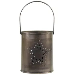 Chic Antique Windlicht mit Henkel und Sternendekor, H11/D9,5 cm antique messing