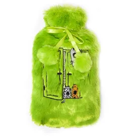 BiggDesign Wärmflasche mit waschbarem weichem Plüschbezug, Bettflasche für Kinder,Grün