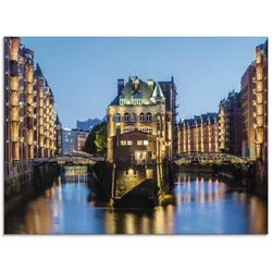 Artland Glasbild »Hamburg Wasserschloss in Speicherstadt 2«, Gebäude, (1 St.), in verschiedenen Größen Artland Farbe Bild(er): naturfarben