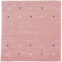 carpetfine Wollteppich Gabbeh Uni Quadratisch Rosa 60x60 cm | Moderner Teppich für Wohn- und Schlafzimmer