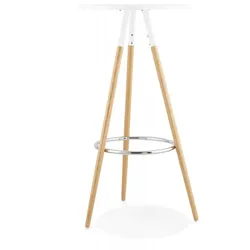 Runder Stehtisch aus Massiver Buche mit Weißer Tischplatte  Hochtisch für Küche und Gesellige Räume  Modern Elegant  Kadima Design