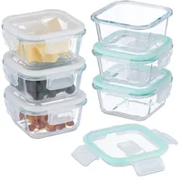 Relaxdays Glasbehälter mit Deckel, 6er Set, 520 ml, Frischhaltedosen,