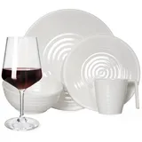 moritz Melamin Camping Geschirr Set 4 Personen Crema Design 16 Teilig + Milano Gläser Rot Weingläser Tafelgeschirr Picknick BBQ Kochgeschirr