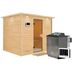 Karibu Sauna Sonara-9 kW Bioofen-Steuerg.-Inkl.Dachkranz