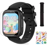 OKYUK Kinder Smartwatch mit Anruffunktion, Smartwatch Kinder mit 31 Puzzlespielen und 15 Hörbüchern, Multifunktionale Smartwatch für Kinder (Schwarz)