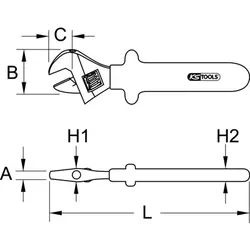 Rollgabelschlüssel mit Schutzisolierung, 24mm