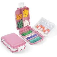 ACWOO Tablettenbox 7 Tage Morgens Abends, Pillendose 8 Gitter 3 Schichten, Pillendose Klein, Medikamentenbox - BPA Frei mit Einfachem Offenem Design für Medikamente, Vitamine, Fischöl usw (Rosa)