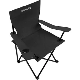 24move 24MOVE® Campingstuhl Faltstuhl, 2er Set, schwarz, mit Getränkehalter und Tragetasche Outdoor, faltbar max. 100kg, Anglerstuhl, Klappstuhl