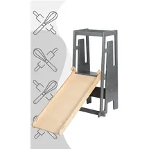 tuki - mimodo ag Lernturm Entdeckerset mit Rutsche 90 x 90 cm Buche massiv Greywash