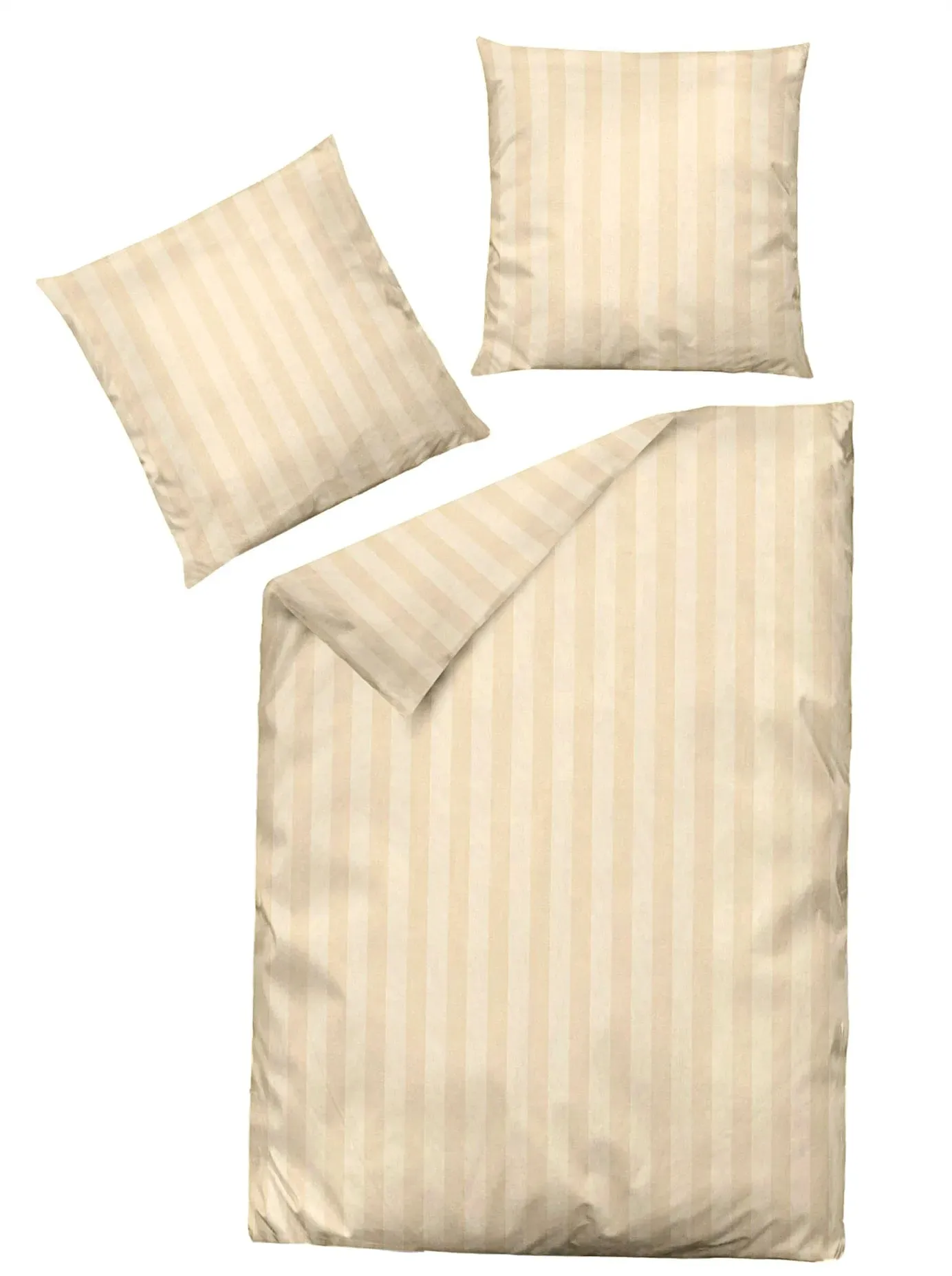 Bettwäsche DORMISETTE Gr. 2, beige (champagner), B/L: 155cm x 200cm, Mako-Damast, B/L: 80cm x 80cm, 1 Stk., Mako-Damast, 100% Baumwolle, Bettwäsche, Bettwäsche