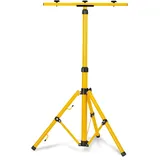 Aufun Teleskop Stativ für Baustrahler LED Strahler Flutlicht Fluter Baustrahlerstativ, stufenlos höhenverstellbar von 64 bis zu 154cm Kann 2 Lichter setzen, Gelb