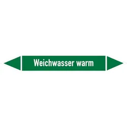 Rohrleitungskennzeichen Weichwasser warm - 187x26 mm Folie selbstklebend
