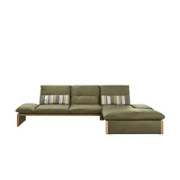 KOINOR  Leder-Ecksofa mit Massivholzrahmen aus Wildeiche Humfrey ¦ grün ¦ Maße (cm): B: 314 H: 93 T: 159