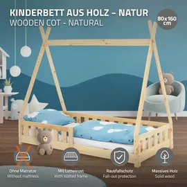 ML-Design Kinderbett Tipi 80 x 160 cm Kiefer natur beige