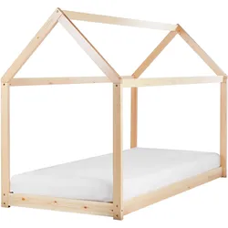 Kinder-Hausbett Kiefernholz hellbraun Lattenrost 90 x 200 cm TOSSE