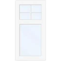 Fenster mit Sprossen oben, PVC, Ideal 4000, Weiß, 510x1010 mm, festverglast, individuell konfigurieren