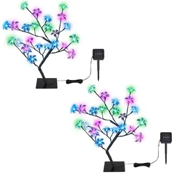 Solarlampen für Außen Garten Deko Solarleuchte Außenbereich Stecklampe im Baum Design, Erdspieß Blüten Baum, LED, H 60 cm, 2er Set