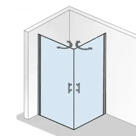HSK Favorit Nova Eckeinstieg mit 2 Pendeltüren, Größe: 80 x 195 cm, Duschkabine: Alu-silbermatt: ESG klar