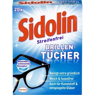 Sidolin Brillenputztücher, 2er Pack (2 x 20 Stück) feuchte Reinigungstücher für Brillen, Displays, Bildschirme