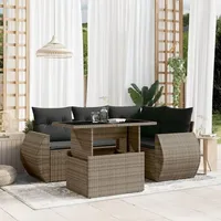 Gecheer 5-TLG. Gartenlounge Set Rattan, Balkonlounge, Terrassen Sofa Wetterfest, Loungemöbel, Lounge Sofa Gartenmöbel, Polyrattan Gartensofa Lounge, Kissen, Poly Rattan