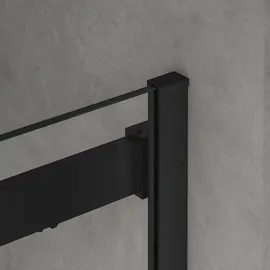 SoGood doporro Nischentür Duschabtrennung 110x195 cm mit Schiebetür 8mm ESG-Sicherheitsglas Klarglas Duschwand schwarz inkl. Nano-beschichtung Teramo19K schwarz