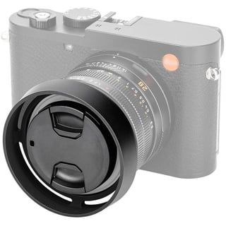 JJC Gegenlichtblende für Leica Q3 43, Q3, Q2 und Q Kameras, Aluminium, rund, mit Objektivdeckel, ersetzt runde Leica Gegenlichtblende Q, Schwarz