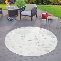 TT Home Kinderzimmer Outdoor Teppich Kinder Rund Spielteppich 3D Optik Mond Beige, Größe:Ø 120 cm Rund