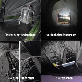 TALK-POINT Campingzelt 3-4 Personen Schwarz
