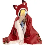 Wearable Decken Fox Hoodie Cape süße Kapuzendecke warme Decke mit Ärmeln Winter Comfy Hoodie für Frauen Home Office Nickerchen