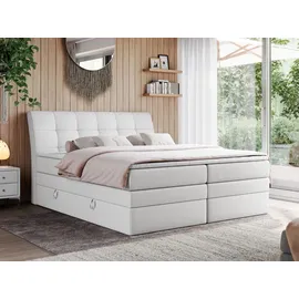 MKS Meble Boxspringbett Weiß, Textil, 2-Sitzer, H3, Rechteckig, 140x200 cm, Schlafzimmer, Betten, Boxspringbetten