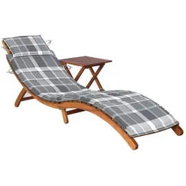 vidaXL Sonnenliege 184 x 55 x 64 cm mit Tisch und Auflage Massivholz Akazie