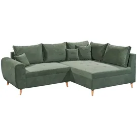 ed exciting design Ecksofa »Calanda«, mit Hocker, frei im Raum stellbar, Rücken- und Zierkissen grün