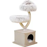 fudajo Kratzbaum Zweigdesign mit Katzenhaus 95 cm, Designer Katzenkratzbaum mit Plüsch und Sisal, Katzenbaum mit Katzenhöhle, Kletterbaum für Katzen