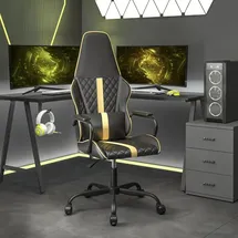 vidaXL Gaming-Stuhl Kunstleder Gold und Schwarz