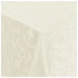 Tischdecke Stoff Damast Barock Jacquard Ranken Design mit Saum eckig 100x100 cm Creme-Champagner
