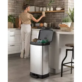 Curver Duo 23+23L Abfallbehälter mit Pedal - Silber