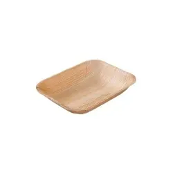 Greenbox Palmware® Teller, tief, rechteckig, Tiefe Einwegteller für den Einsatz bei Events, Caterings und Foodtrucks, 1 Karton = 8 Packungen à 25 Stück, Maße (L x B): 16 x 13 cm