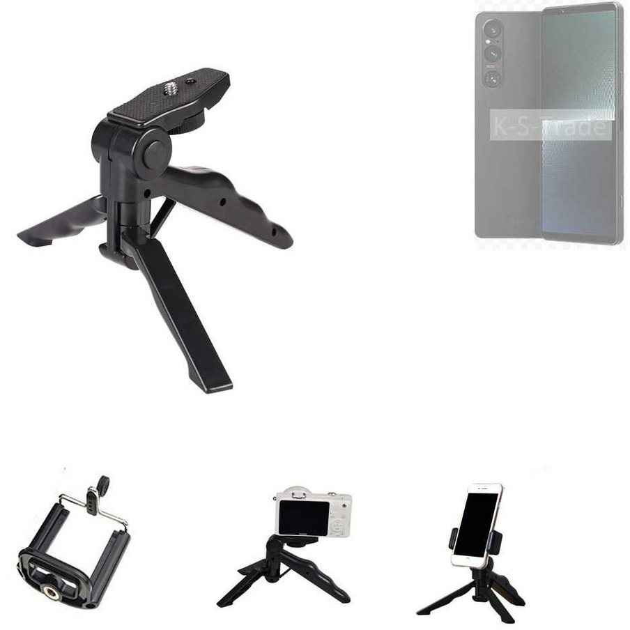 K-S-Trade für Sony Xperia 1 V Smartphone-Halterung, (Stativ Tisch-Ständer Dreibein Handy-Stativ Ständer Mini-Stativ) schwarz