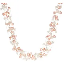 VALERO PEARLS Perlenkette unisize rosa / Silber