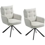 Wolf Möbel WOOD YOU LIKE SEBA Drehstuhl Boom 180°, 2er-Set, Armlehnstuhl, Esszimmerstuhl, Polsterstuhl (Creme)