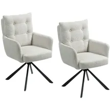 Wolf Möbel WOOD YOU LIKE SEBA Drehstuhl Boom 180°, 2er-Set, Armlehnstuhl, Esszimmerstuhl, Polsterstuhl (Creme)